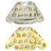 Little Dimsum Weaning Bibs Set with Sleeves Long Sleeved Waterproof Toddlers Feeding Bib Apron Food Protection Large Pocket Overalls 6-36 Months (Puppy/Cat)