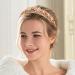 Flayem Rhinestone Flower Headband Glitter Padded Wide Hair Band Bridal Wedding Hair Hoop Accessories for Women and Girls (Gold) - Buy Online on GoSupps.com
