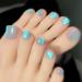 Square Press on Toenails Blue Cat Eye Toe Nails Short Acrylic Toe Nails with Glitter Designs Glossy spring summer Full Cover Glue on Toe Nails Reusable Acrylic Toe Nails for Women Girls 24pcs 2-Blue