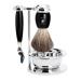 M HLE shaving set with bowl - Vivo series - pure badger hair - compatible with Gillette blades - black precious resin