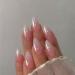 Glitter Ombre Pink Press on Nails Almond Shaped Nails Press ons Medium Fake Nails Short Almond Acrylic Nails Glue on Nails Medium False Nails for Women Thick Natural Gel Stiletto Almond Nails 24Pcs
