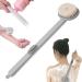 Long Handle Back Brush for Shower Massage  Back Scrubber Body Scrub Brush for Showering  Exfoliating Back Scrubber Storable Bath Cleaning Brush for Men Women Kid (Grey)