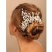 Deniferymakeup Bridal Pearl Headband Leaf Hair Piece Crystal Hair Vine Wedding Hair Accessory for Women and Girls (Silver) - Buy Online on GoSupps.com
