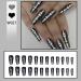 24Pcs/Set Press On Nails Length Black and white European and American style personalized bone False Nails Fake Nails Full Cover Nails Tips Artificial Finger Manicure Press on nails for Women and Girls - Buy Online on GoSupps.com