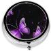 Butterfly Purple Mini Round Pill Box | 3 Compartment Travel Organizer | Portable Medicine Case for Home & Office - Buy Online on GoSupps.com