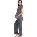Women's Maternity Pyjama Set | Short Sleeve Tops & Long Pants | Summer Cool Moisture Wicking | XXL Dark Grey - Buy Online on GoSupps.com