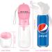 Nepfaivy 550ml Portable Dog Water Bottle with 150ml Feed Container - Travel Friendly Pink Bottle for Hiking & On-the-Go Dogs - Buy Online on GoSupps.com