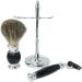 Men's Shaving Brushes Set - Natural Badger Hair & Metal Stand | Fashionable Cosmetic Razor Holder & Bowl - 10x16.5cm Silver - Buy Online on GoSupps.com