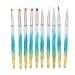 10pcs nail art liner brush gel nail art painting glitter dotting Drawing pen Brushes gradient blue professional acrylic nail design nylon brush pen brushes