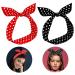 Forehead straps women 2 pieces hair band rockabilly headband women hair band Bow wire bending headband with polka dot red retro hair accessories for women girls gift