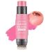 Cream Blush Stick with Brush Cheek Blush & Lip Tint & Eyeshadow Makeup Stick with Brush Long Lasting Waterproof Cream Blush Makeup for All Skin Tones 1#
