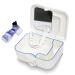 Denture Bath Case with Mirror & Cleaning Brush Cleaner Denture Bath Cup Box for Retainer Mouthguard False Teeth and Denture Cleaning for Travel Office Household Use