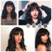 Morvally Short Black Wavy Bob Wig with Bangs 16 Inch - Natural Synthetic Hair for Women - Buy Online on GoSupps.com