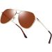 Joopin Polarised Sunglasses Mens UV Protection Al-Mg Metal Frame Double Bridge Aviation Sunglasses for Men Women Sun Glasses for Driving B04-gold/Brown