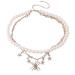 Oralgo's pearl necklace link chain unique bat star trailer collarbone chain personality fringed neck chain for women metal