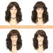 WIGNEE Natural Wave Ombre Brown Curly Bob Wig with Bangs - 14 Inch Shoulder Length Synthetic Wig for Black Women with Mixed Brown Highlights - Buy Online on GoSupps.com