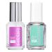 Essie Nail Polish Base Coat Hardening Strong Start with Biotin Transparent Colour + Essie Nail Polish Top Coat Fast Drying Finish Bright Transparent Colour