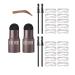 2 PCS Eyebrow Stamp Stencil Kits Waterproof Long-Lasting Eyebrow Stamp Set with 20 Reusable Eyebrow Stencil and 4 Eyebrow Brushes for Women Makeup (Medium brown)