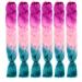 SHUOHAN 6 Packs Ombre Jumbo Braiding Hair Extensions 24 Inch High Temperature Synthetic Fiber Hair Extension for Box Braids Crochet Braids Braiding Hair (Purple red to Light pink to Lake blue)