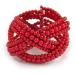 Avalaya Wide Red Glass Bead Plaited Flex Cuff Bracelet - Adjustable