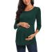 Love2Mi Maternity Top Short Sleeve Pregnancy T-Shirt Summer Tunic M Dark Green-l