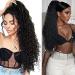 FDEETY 22 Inch Ponytail Hair Extension Piece Long Corn Curly Heat Resistant Synthetic Clip in Curly Wave Ponytail Hair Pieces For Women Girls (Natural Black) - Buy Online on GoSupps.com
