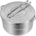 Denpetec Stainless Steel Camping Cook Pot - 1.5L Large Capacity Bento Pot for Camping, Hiking & Picnic - Folding Handle & Lid - Silver - Buy Online on GoSupps.com