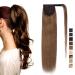 SEGO ponytail real hair remy human hairpiece braid extensions ponytail hair extension clip in bangs light brown 20"(50cm)-95g