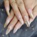 HUJL Artificial Nails Luxury fake nail color gold gold line decoration super long fake nail polish designer