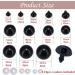154pcs Black Solid Plastic Safety Eyes with Washers for DIY Crafts - Teddy Bear Dolls, Plush Animals, Puppets - 1Box - 12 Sizes - Buy Online on GoSupps.com