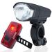 Bemix bicycle light set stvzo allowed led bicycle lighting set rainproof with quick fastening bright bicycle lighting led clamping light bike light set battery