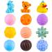 FANELEQU 12 Pack Sensory Toy Set 9 Baby Sensory Balls 3 Animal Buddies Baby Teething Toys Baby Bath Toys Toddler Ball with Textured Baby Toys with Squeeze for Boys Girls