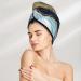Blue Marble Gold Foil Microfiber Hair Towel - Soft Super Absorbent Quick Dry Hair Wrap for Long Curly & Thick Hair - Perfect for Women - Buy Online on GoSupps.com