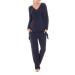 Herzmutter Maternity Homewear Set for Women - Three Piece Nursing Pyjamas - Pregnancy Wellness Set - Leisure Suit for Pregnancy and Breastfeeding - Trousers Top Cardigan - 8100 S Dark Blue