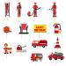 NICENEEDED 42 Pcs Fireman Cake Toppers Fire Truck Hydrant Cupcake Picks Firefighter Cake Decoration Fireman Themed Happy Birthday Cake Toppers for Baby Shower Birthday Party Decoration