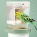 Jodsen Automatic Bird Feeder Pet Feeder Bird Cage Accessory Transparent Double Compartment Hanging Seed Food Container for Small Medium Budgerigar Parakeets Canary Cockatiel Finch Lovebirds(A)