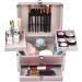 REME Small Pink Makeup Train Case with Trays and Drawer - Cosmetic Organizer and Jewelry Box - Buy Online on GoSupps.com