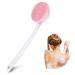 PINGKO Silicone Back Scrubber for Shower Bath Body Sponge Brush with Extra Long Non-Slip Handle Acne Exfoliating Brush with Soft Bristle for All Skin Back Cleaning Wash for Men Women (Light Pink)