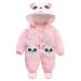 Minizone Baby Hooded Winter Rompers Girls Snowsuit with Footies and Hat Winter Outfits Jumpsuit Cotton Overall 3-6 Months Panda 3-6 Months E