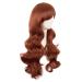 MapofBeauty 28-Inch Ginger Orange Wavy Wig with Side Part Bangs - Long Curly Hair for Women - International Shipping Available - Buy Online on GoSupps.com