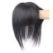Real hair clip on bangs crown wig topper Wiglet hair parts for thinner hair for women 25.4 cm black 25.4 cm (10 inches) black