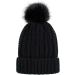 Women's Winter Beanie Hat - Thermal Knitted Warm Earflap Cap with Hairball Accent - Black - Buy Online on GoSupps.com