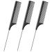 DAZISEN 3 Pieces Hair Comb - Anti-Static Tail Combs Fine Tooth Combs Salon Barber Hairdressing Comb with Stainless Steel Handle for Women and Men Black *3