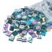 Focal20 Mosaic Tiles Square Iridescent Crystal Mosaic Glass Tile for Crafts  Mosaic Pieces DIY Picture Frames Handmade Jewelry Art Decoration Gifts 100 Pieces (Cyan)