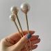 amangul Faux Pearl Hair Stick Fork Pin Retro Metal Chopstick Hairpin Bun Holder - Buy Online on GoSupps.com