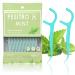 100 Pcs Dental Floss Picks 2 in 1 Portable Floss Sticks Disposable Dental Floss Interdental Floss Sticks for Effective Tooth Cleaning for Travel Home Office Restaurant (Mint Flavor)