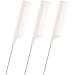 3 Pcs Rat Tail Combs Salon Hairdressing Comb with Stainless Steel Handle Fine Tooth Combs for Women Barber (White)