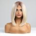 HAIRCUBE Ombre Shoulder Length Straight Bob Wig - Off-White Natural Middle Part Cosplay Wig (12inch) - Buy Online on GoSupps.com