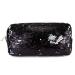 Jawseu glitter glossy girls feather pencil case women sequin wallet cosmetics bag make-up bag big capacity pencil case travel make-up bag wallet black