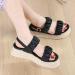 XTZYGLFD Women's Platform Sandals - Summer T-Buckle Beach Casual Slippers - Black Size 5 UK - Buy Online on GoSupps.com